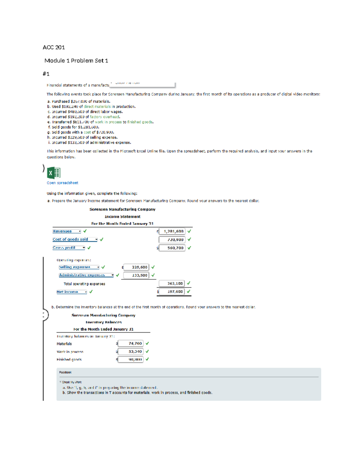 ACC 201 Mod1 Prob Set 1 - Module 1 Problem Set - ACC202 - ACC Module 1 ...