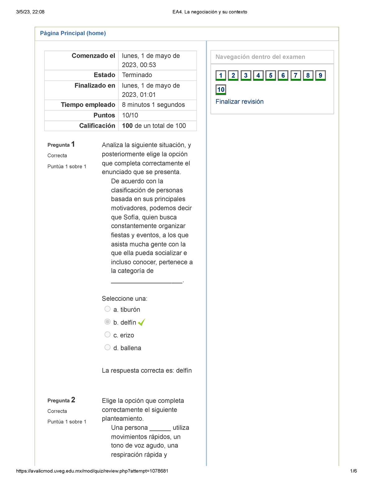 EA4. La Negociación Y Su Contexto - Página Principal (home) Pregunta 1 ...