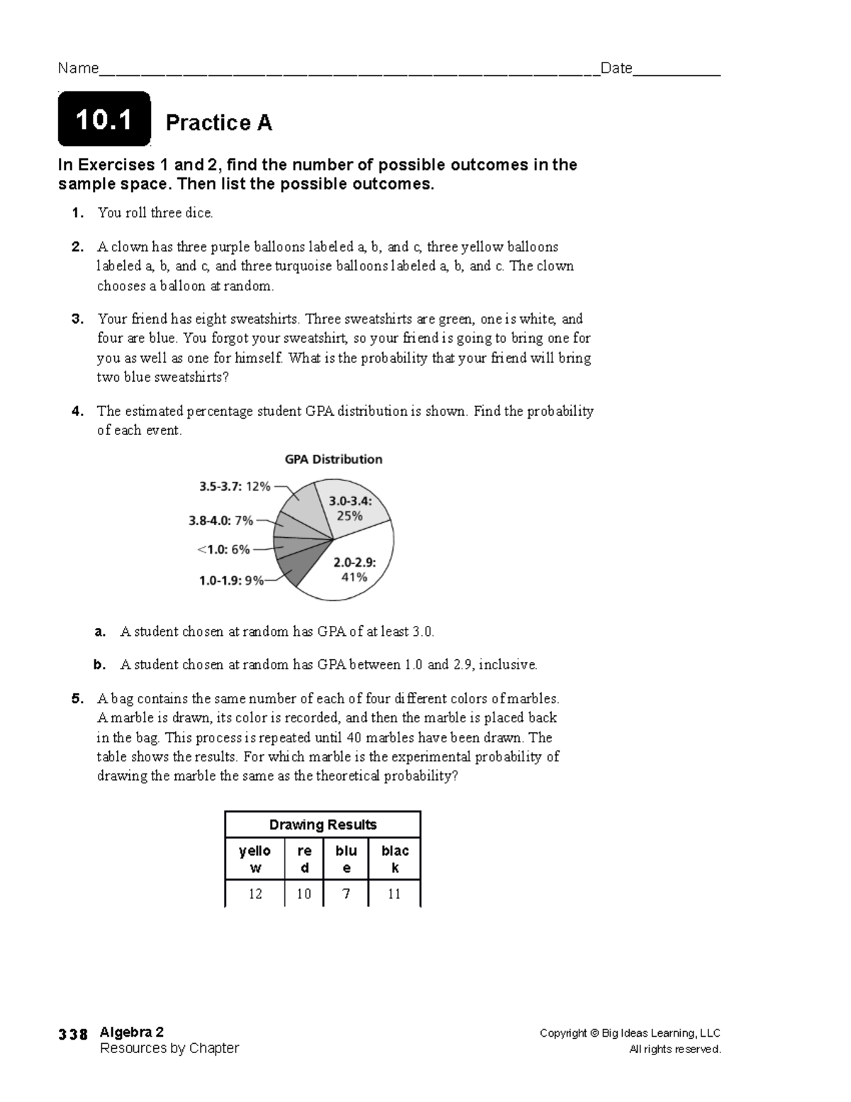 Alg2 101 Practice A And B - - Studocu