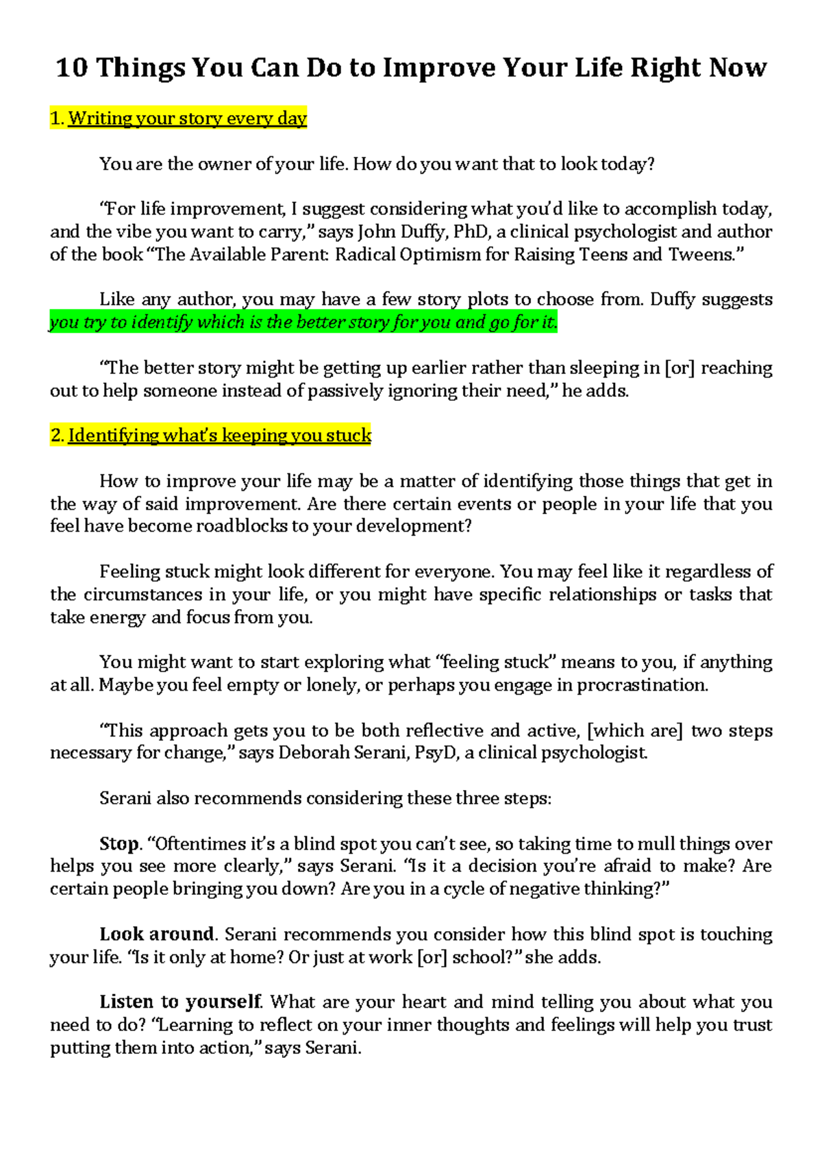 Things TO Improve YOUR LIFE Right NOW - 10 Things You Can Do to Improve ...