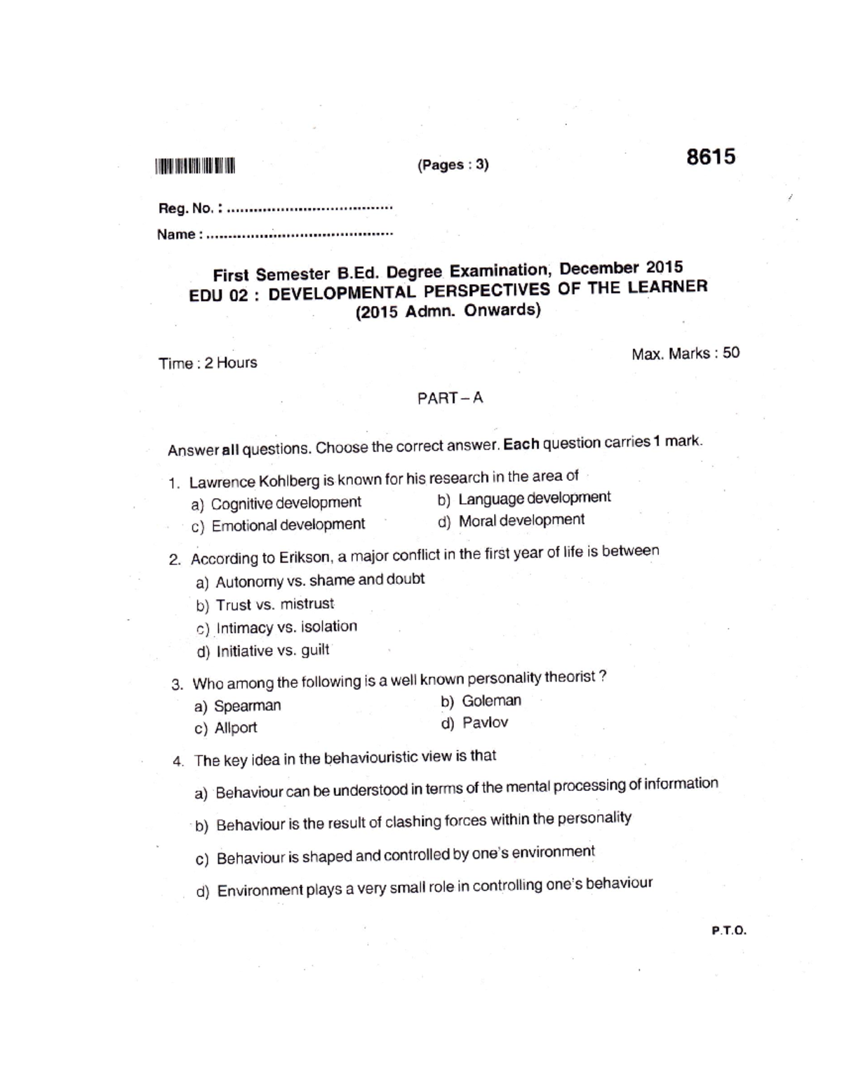 2 Paper II Developmental Perspectives of the Learner - BEd Mathematics ...
