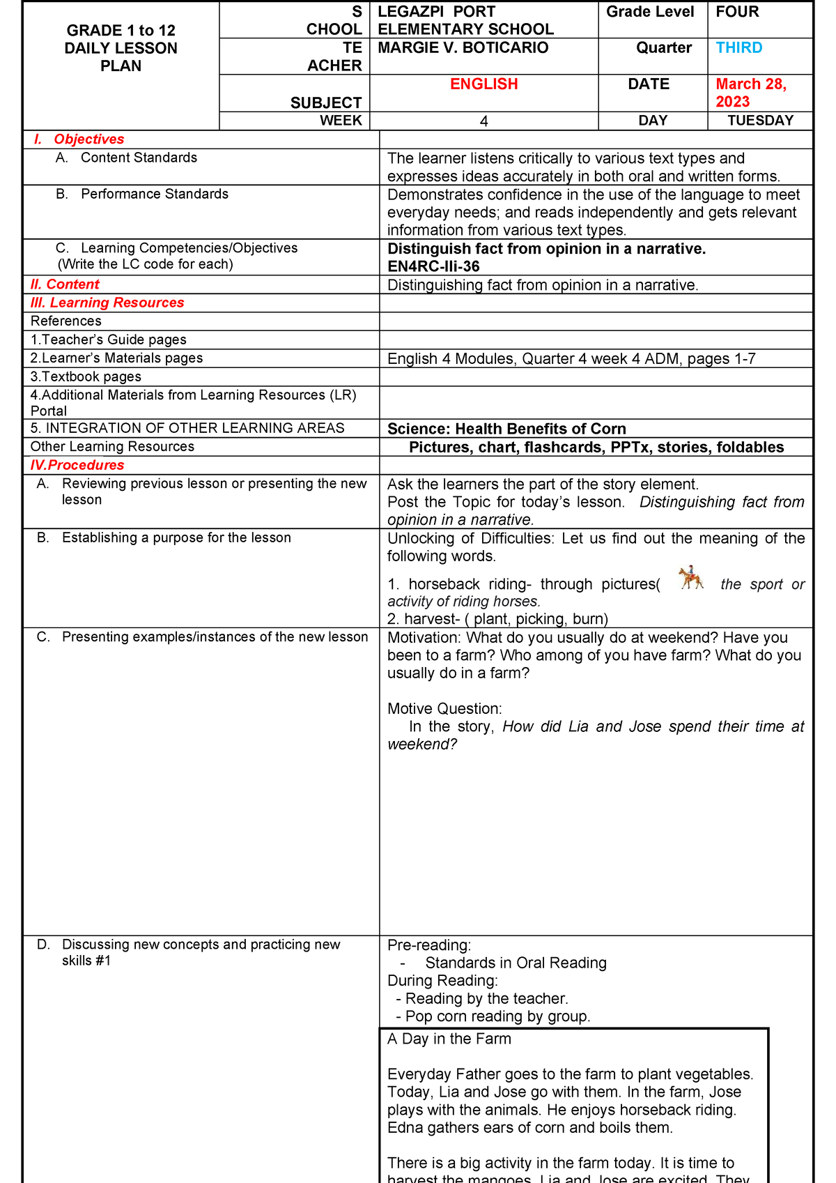 17 - lecture notes - GRADE 1 to 12 DAILY LESSON PLAN S CHOOL LEGAZPI ...