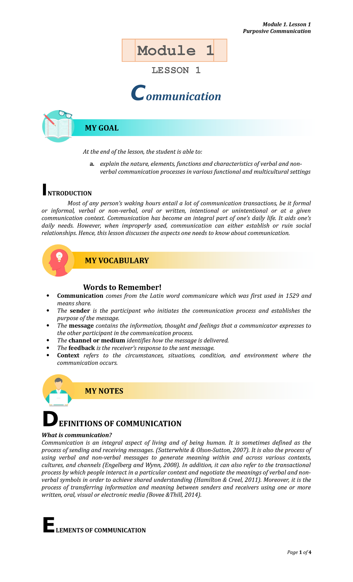 Purposive Comm Module 1Lesson 1 - Purposive Communication Module 1 ...