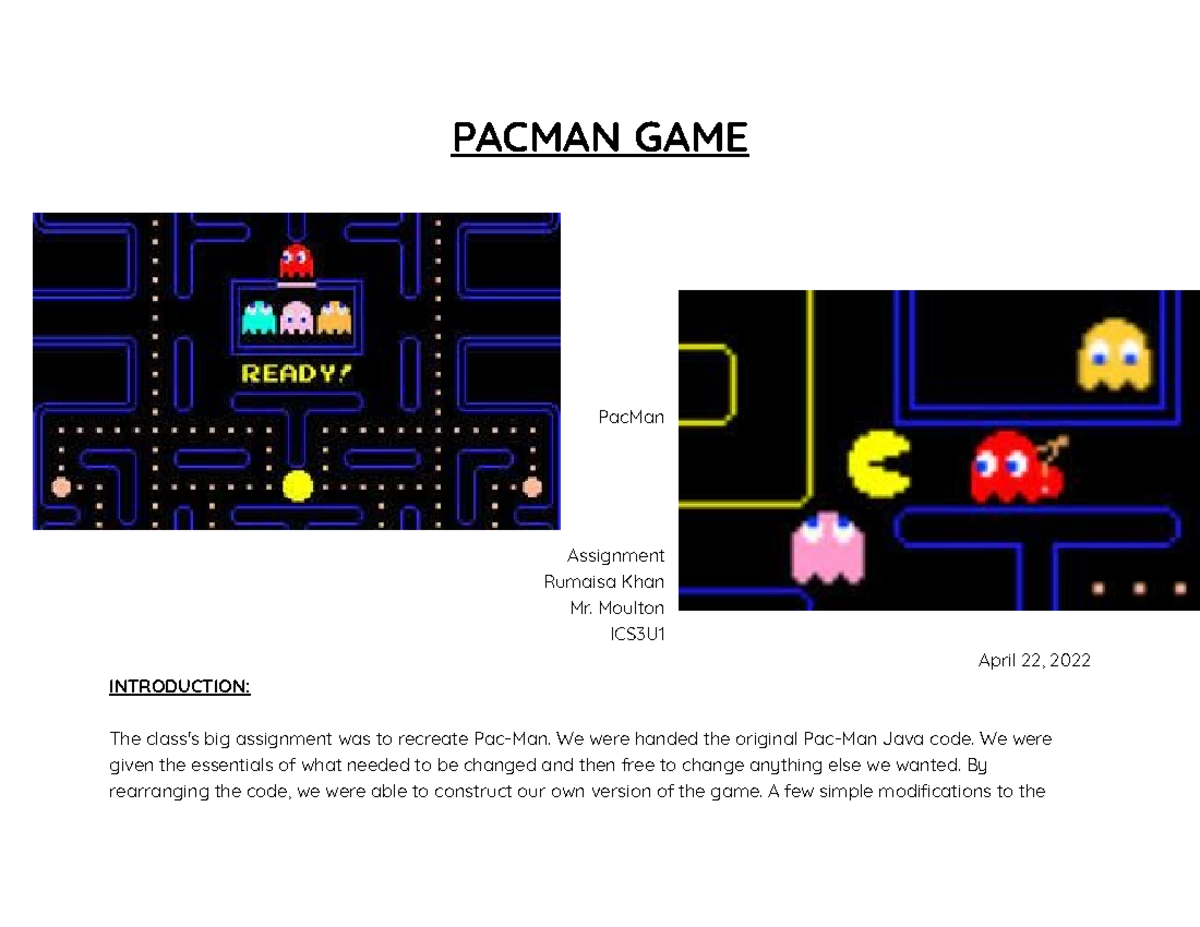 What it look after worksheet of computer science PACMAN GAME PacMan