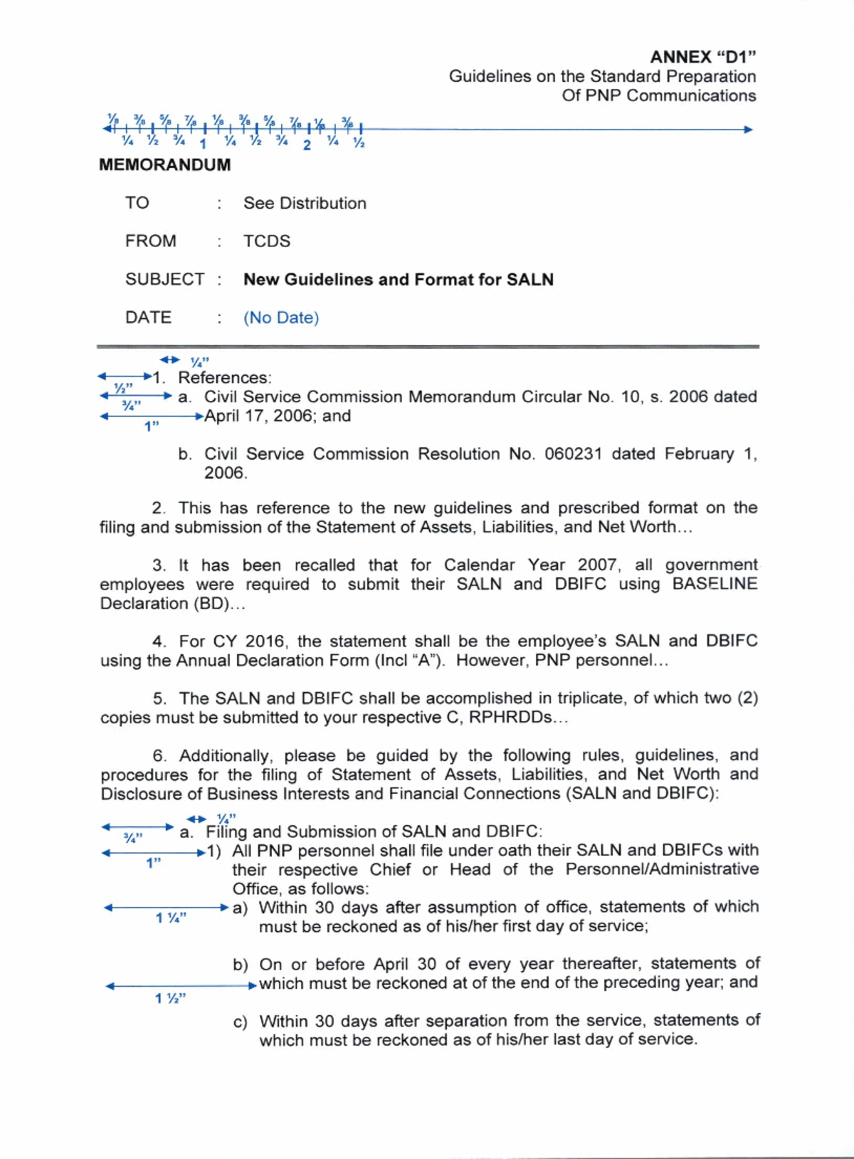 Annex D1 - Memorandum Format - ANNEX Guidelines on the Standard ...