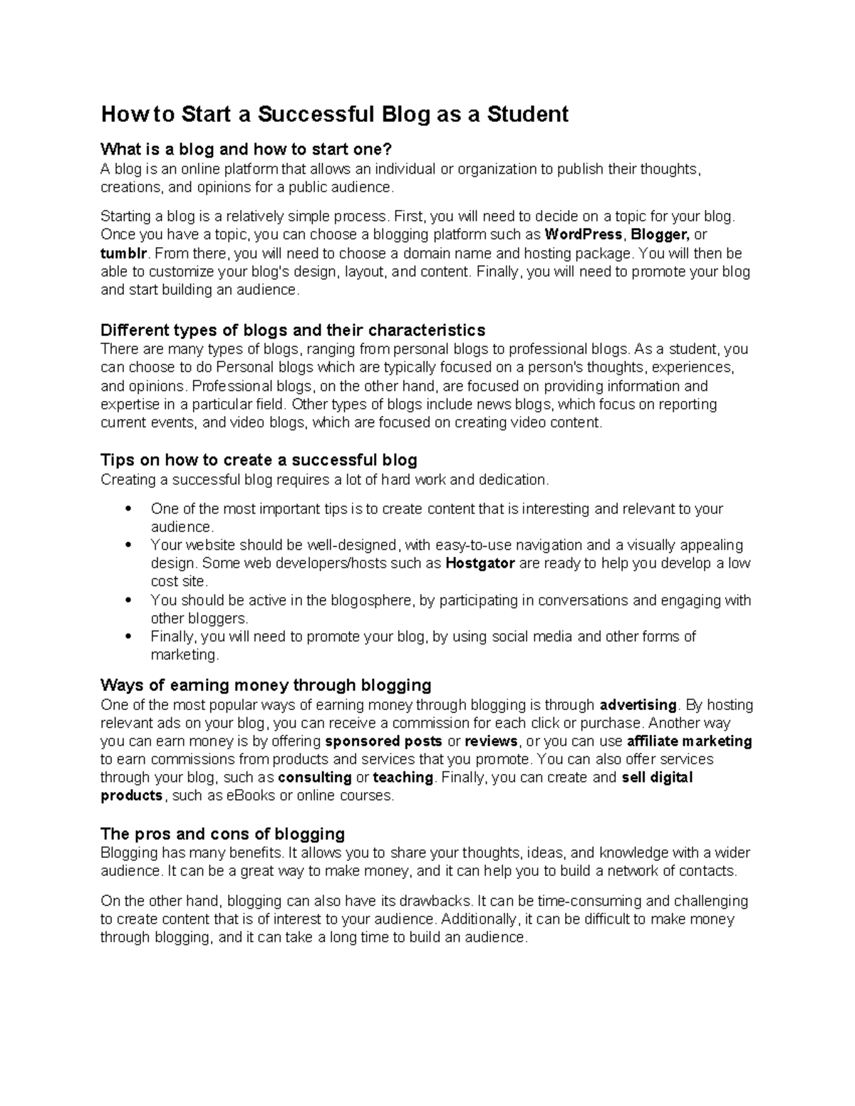 How to Start a Successful Blog as a Student - Starting a blog is a ...