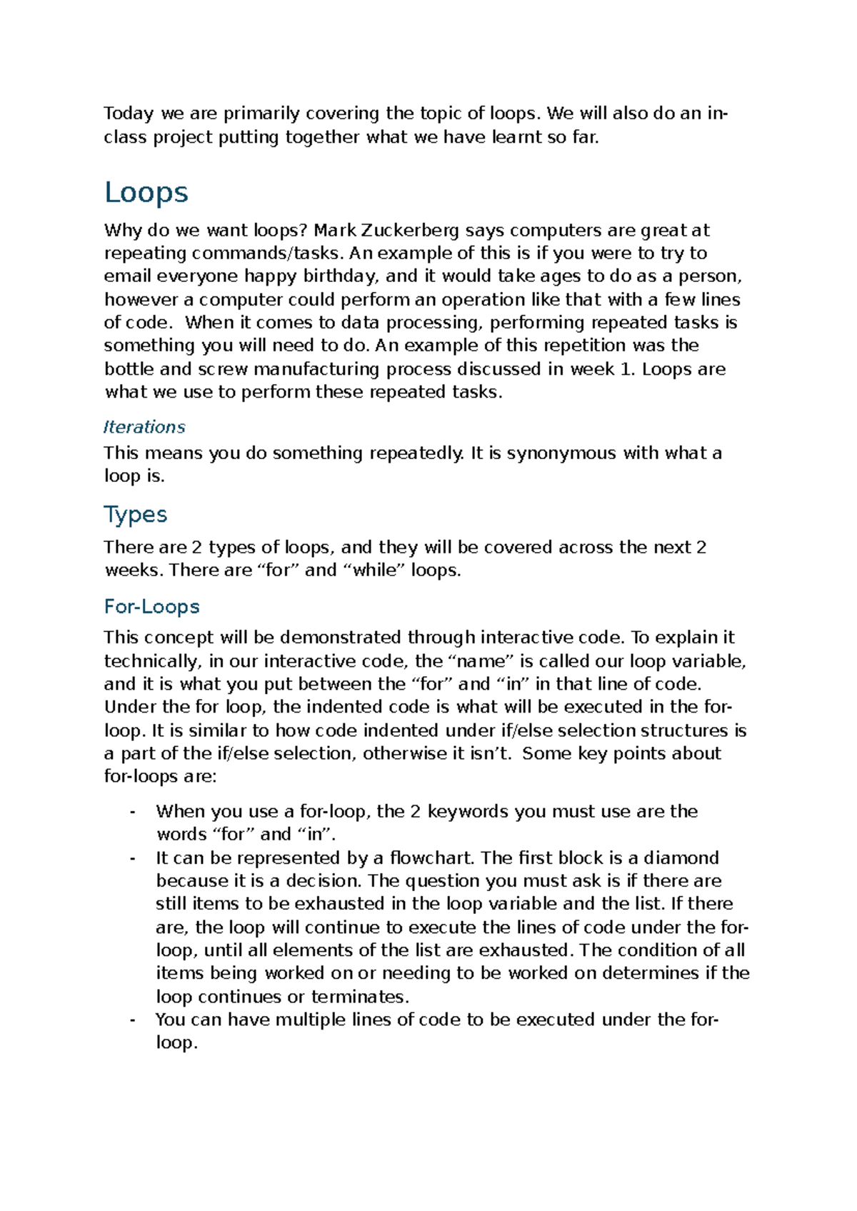ENGG1811 W3 L1 - Notes from lecture - Today we are primarily covering ...