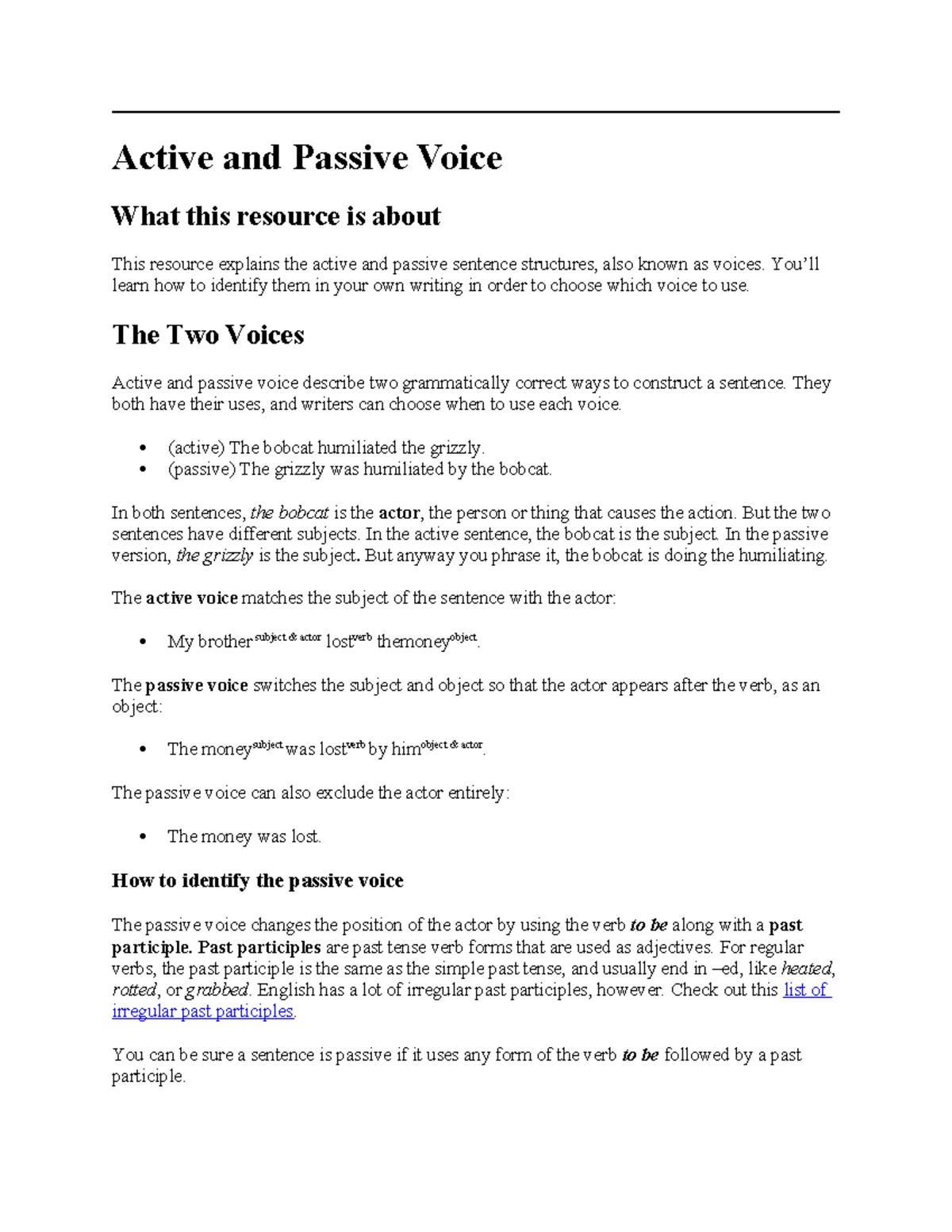 Active AND Passive Voice - Active and Passive Voice What this resource ...