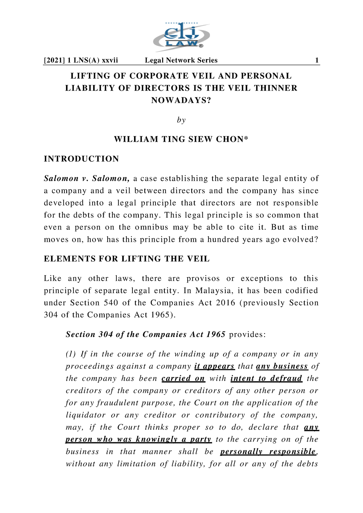 case study on lifting of corporate veil