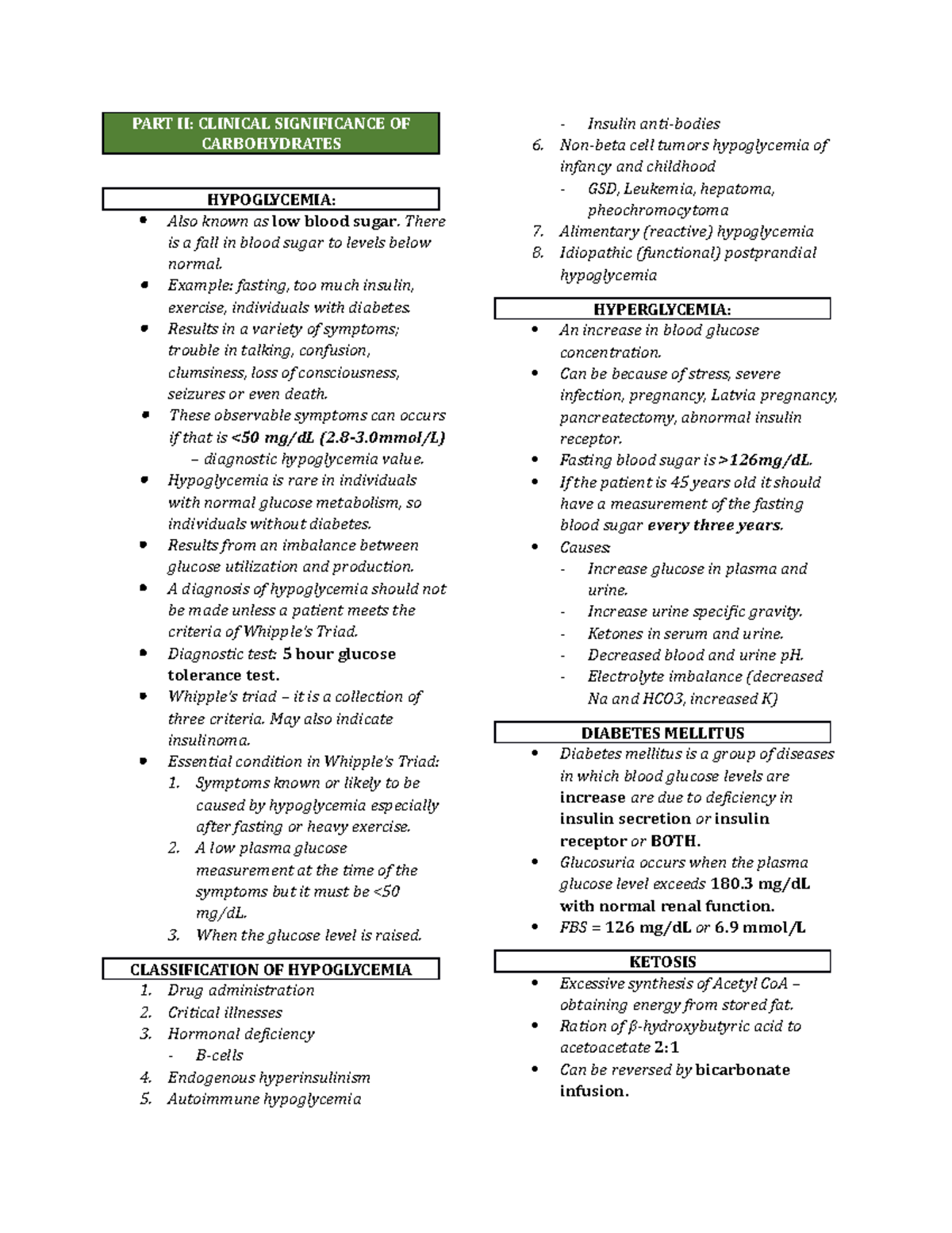 Carbohydrates II - PART II: CLINICAL SIGNIFICANCE OF CARBOHYDRATES ...