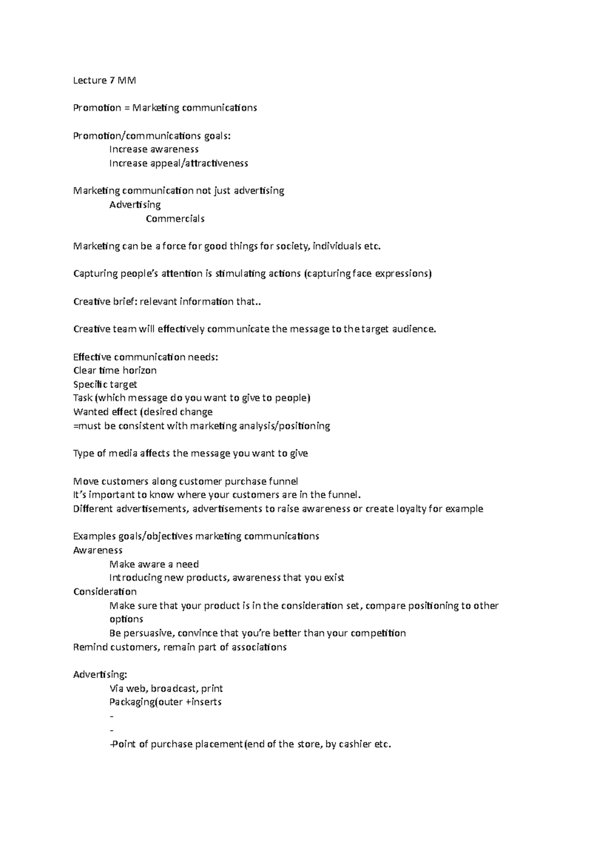 Lecture 7 - Lecture 7 MM Promotion = Marketing communications Promotion ...