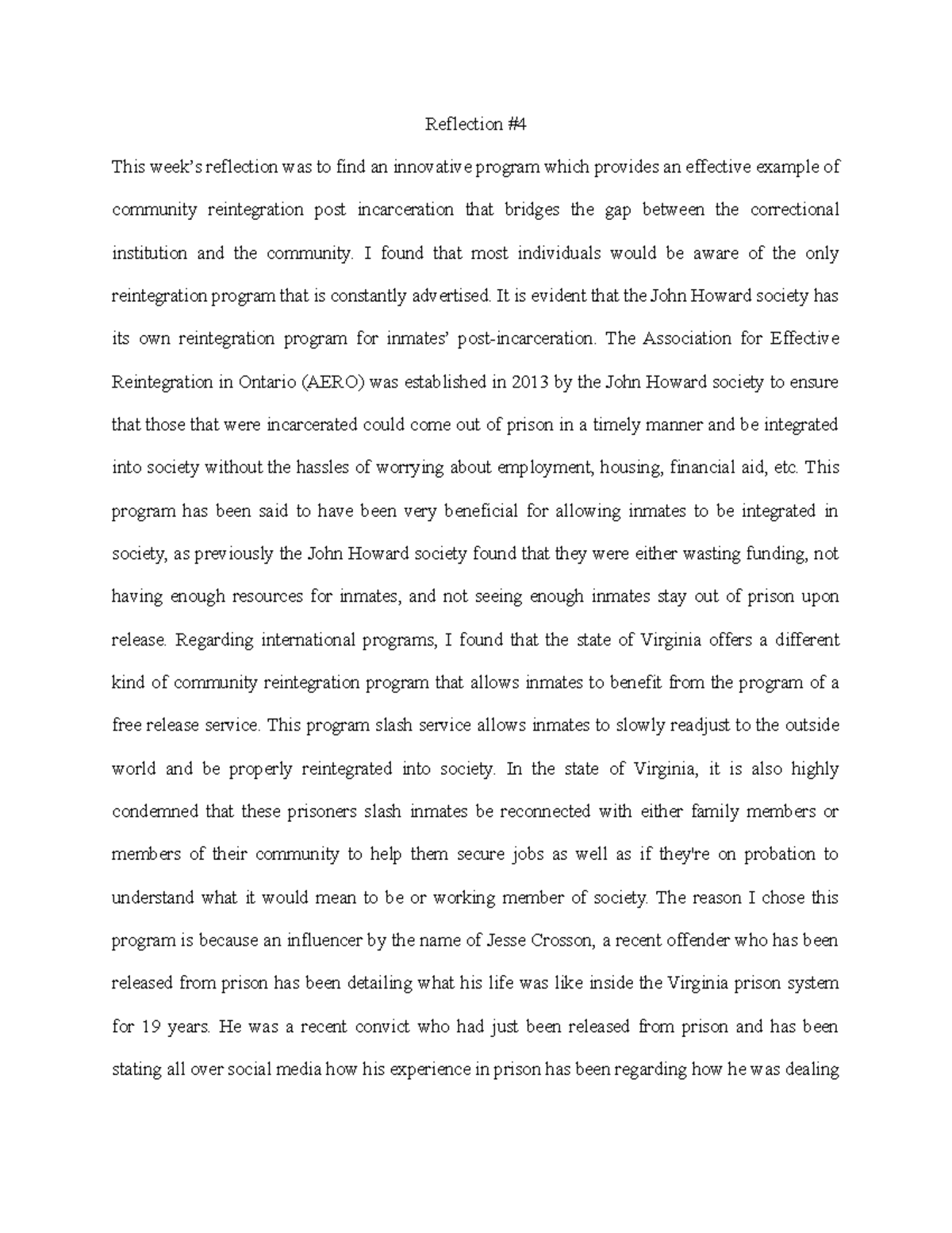 Reflection+4 - Reflection - Reflection # This week’s reflection was to ...