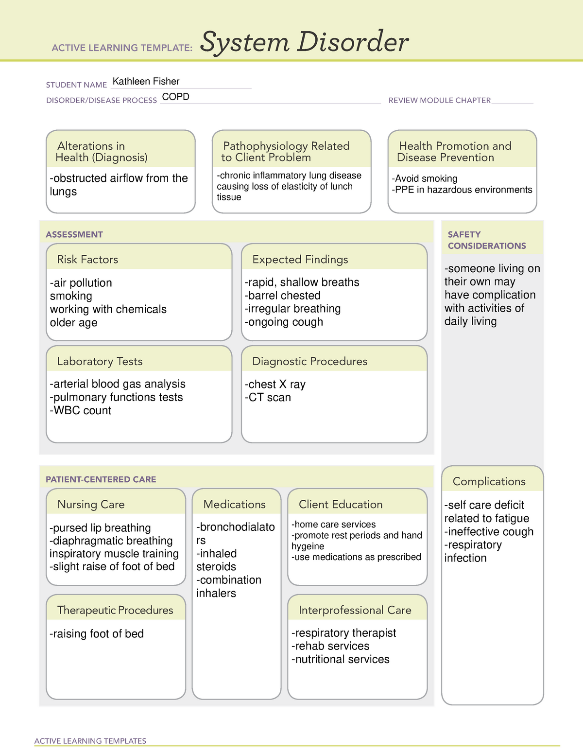 COPD stystemdistemp ATI template ACTIVE LEARNING TEMPLATES System