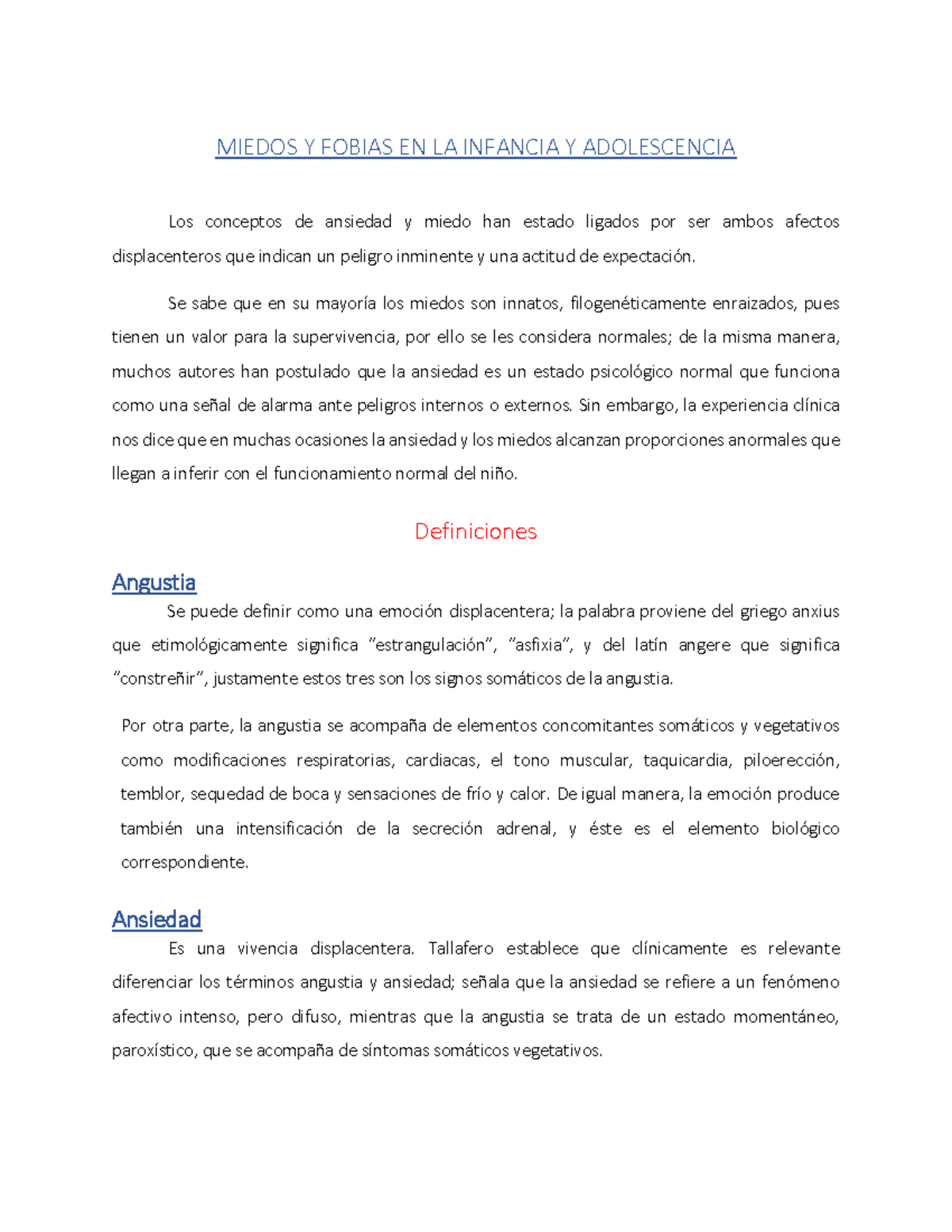 3.1. Miedos Y Fobias EN LA Infancia Y Adolescencia - MIEDOS Y FOBIAS EN ...