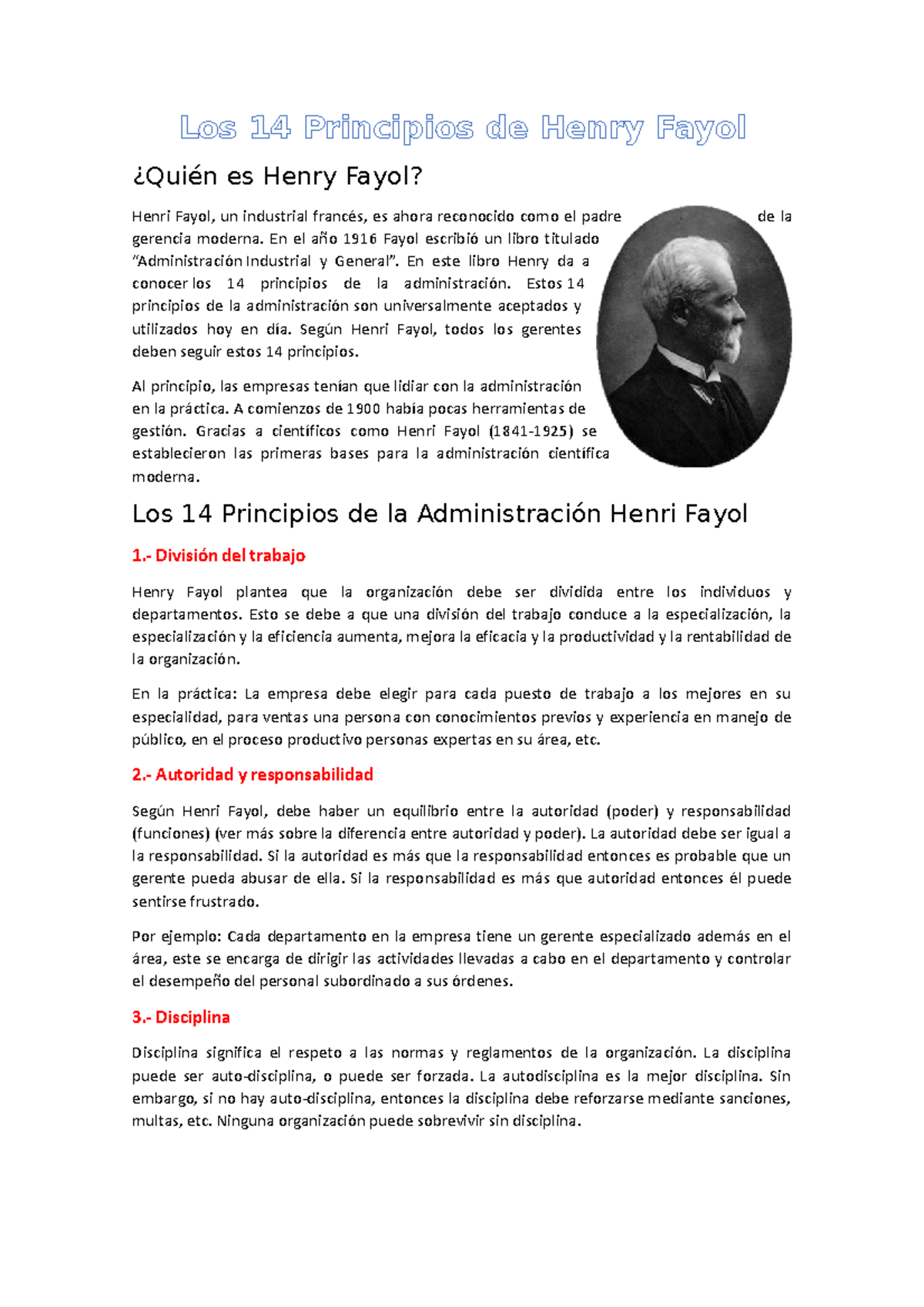 Los 14 Principios De Henry Fayol Los 14 Principios De Henry Fayol ¿quién Es Henry Fayol Henri 9285