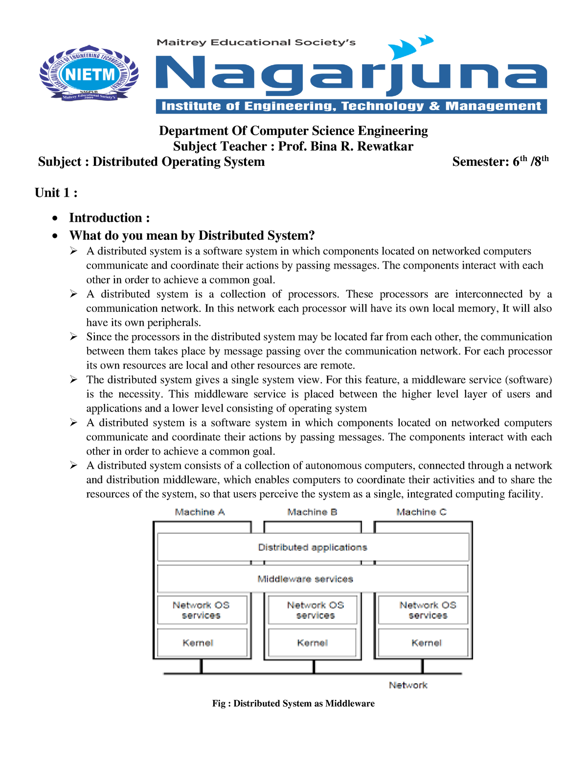 dos-unit-1-department-of-computer-science-engineering-subject-teacher