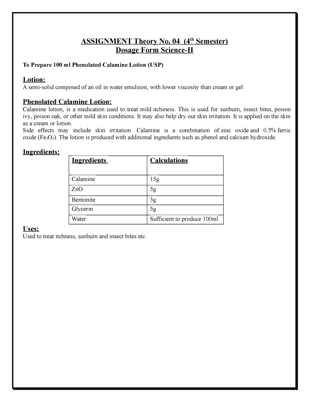 dosage form assignment pdf