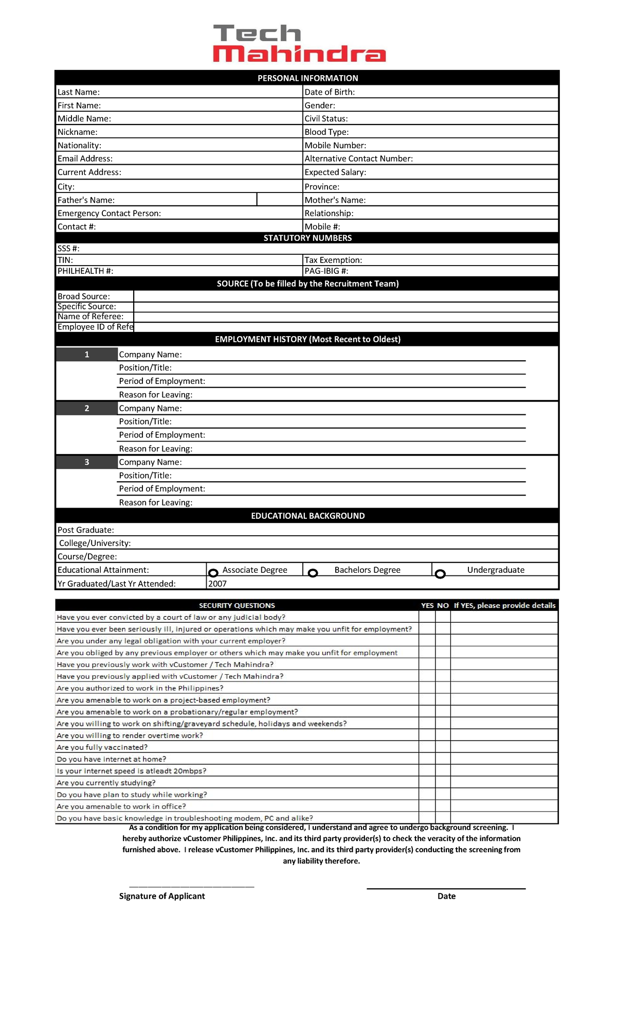Personal Data Sheet - PDS for Application - PERSONAL INFORMATION Last ...