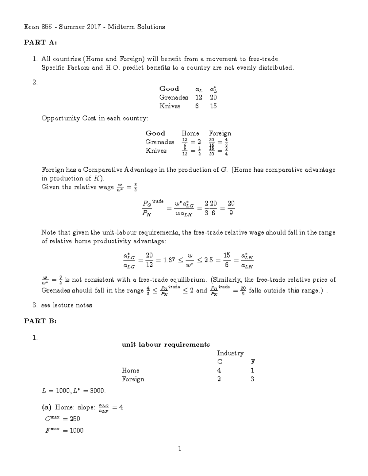 2017 - Summer - Midterm1 - Solutions For It - Econ 355 - Summer 2017 ...