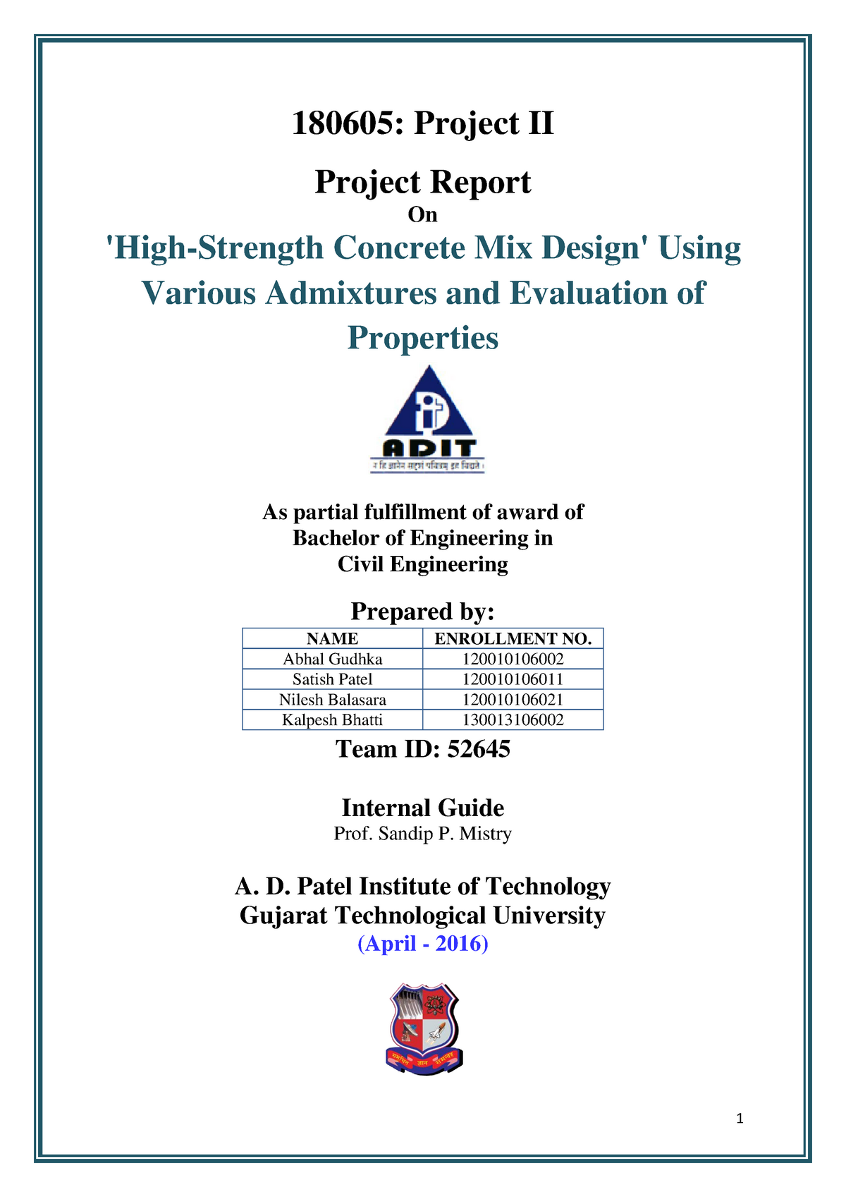 Project Report On High-Strength Concrete - 180605: Project II Project ...