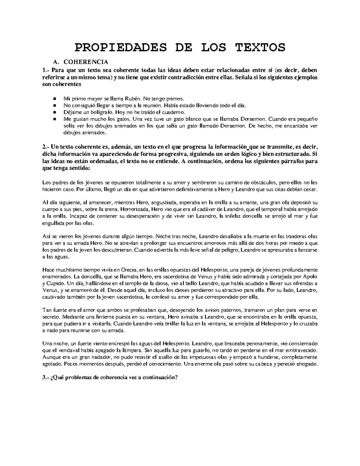 Propiedades De Los Textos. Ejercicios.-2 - PROPIEDADES DE LOS TEXTOS A ...