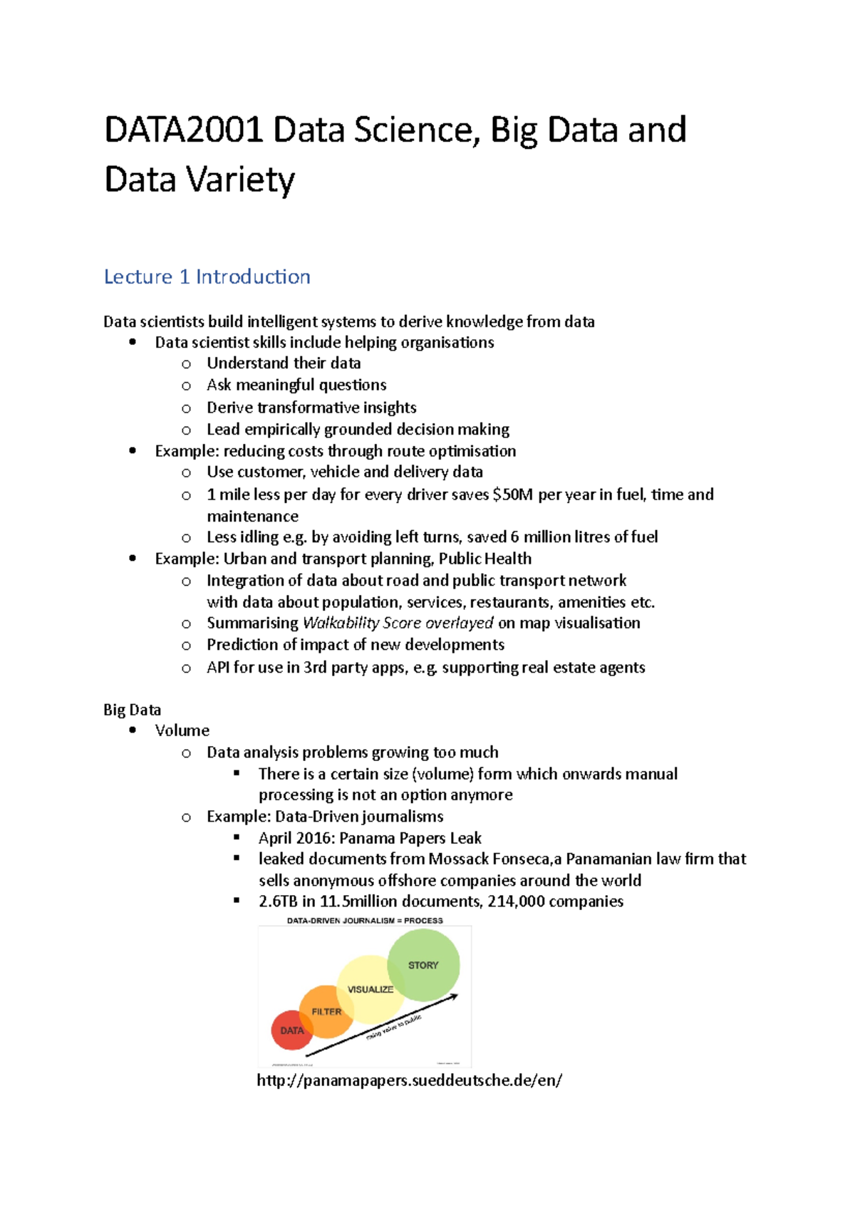 DATA2001 Notes - DATA2001 Data Science, Big Data And Data Variety ...