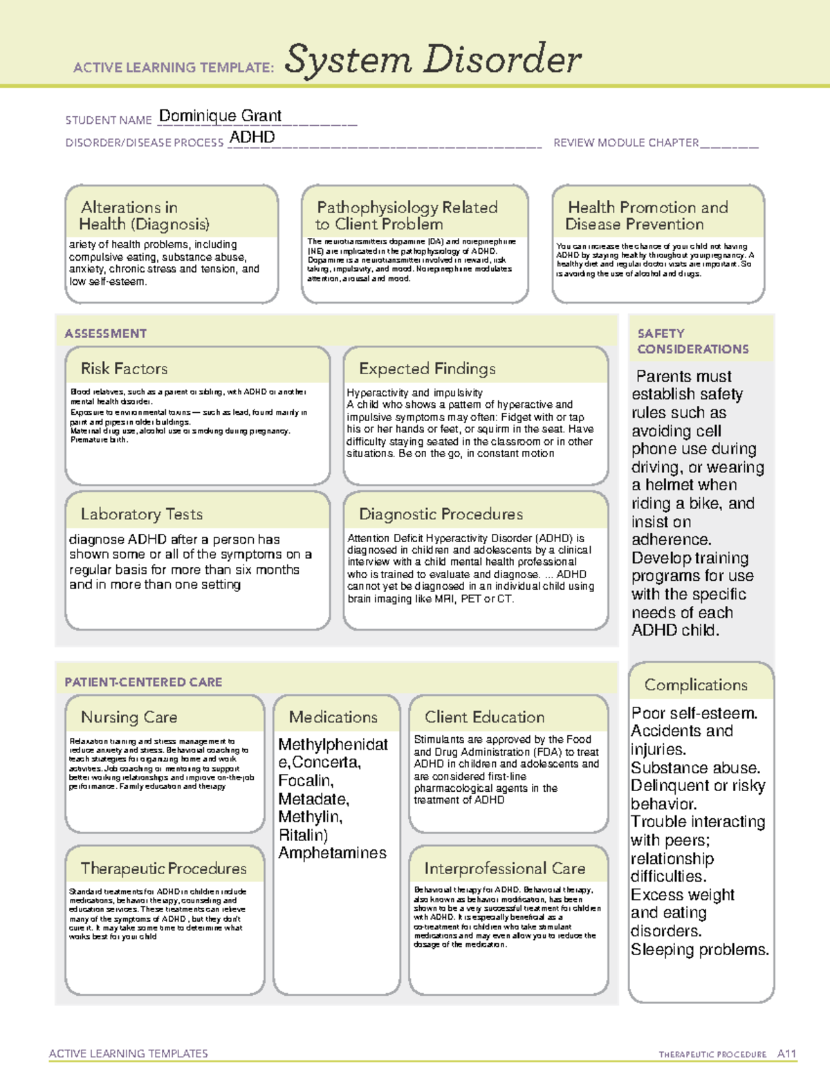 Adhd - ADHD - ACTIVE LEARNING TEMPLATES TherapeuTic procedure A System ...