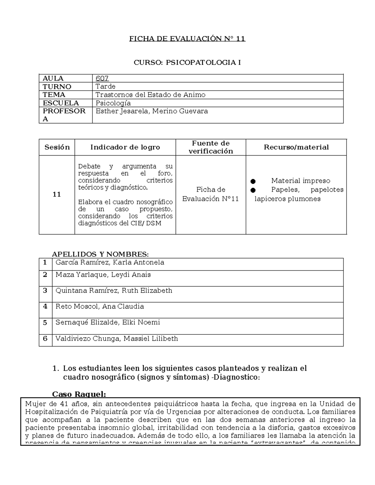 Ficha+de+Evaluación+N°11+-Psicopatologia+I111 - FICHA DE EVALUACIÓN N ...