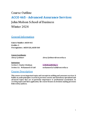 Outline - COMM 315 Business Law and Ethics Section EC – Winter 2024 ...