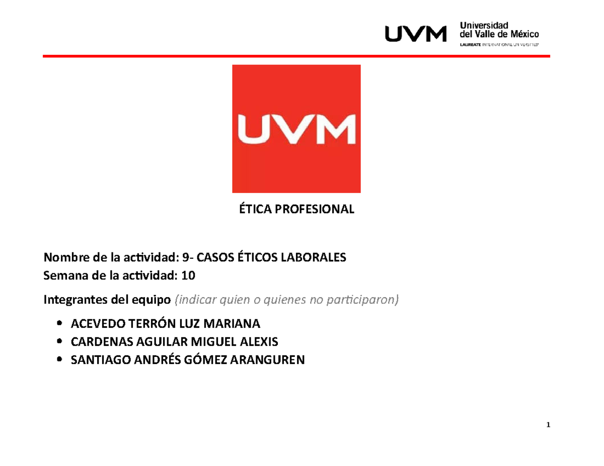 A9 Saga Tarea 5 Ética Profesional Nombre De La Acividad 9 Casos