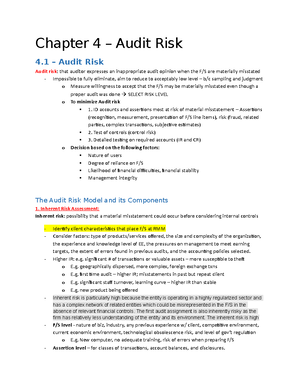 Exam April 2019, Questions And Answers - Audit Planning: Assessment Of ...