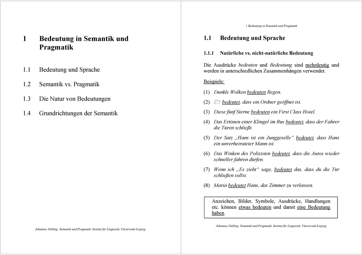 Semantik, Pragmatik Hilfe/Zusammenfassung - 1 Bedeutung In Semantik Und ...