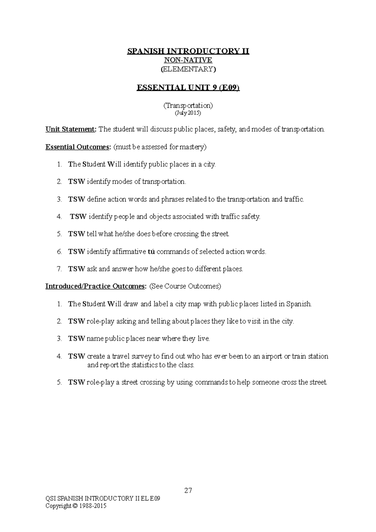 Spanish Intro II E09 - English notes - SPANISH INTRODUCTORY II NON ...