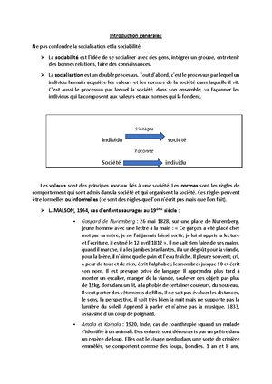 Chapitre 1 - Le Processus De Socialisation De L'enfant Suite + Chapitre ...