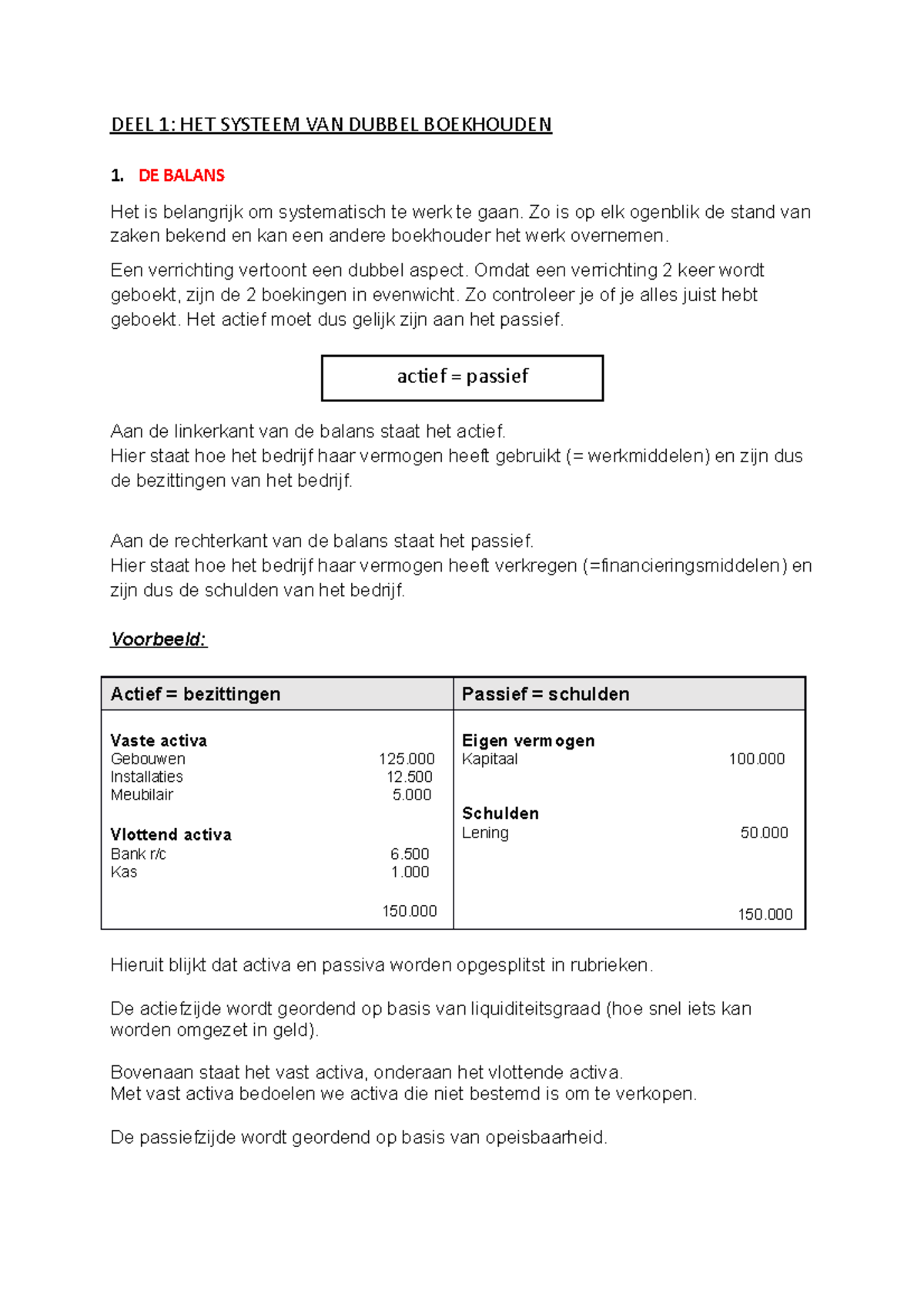 Accountancy A & B - DEEL 1: HET SYSTEEM VAN DUBBEL BOEKHOUDEN 1. DE ...