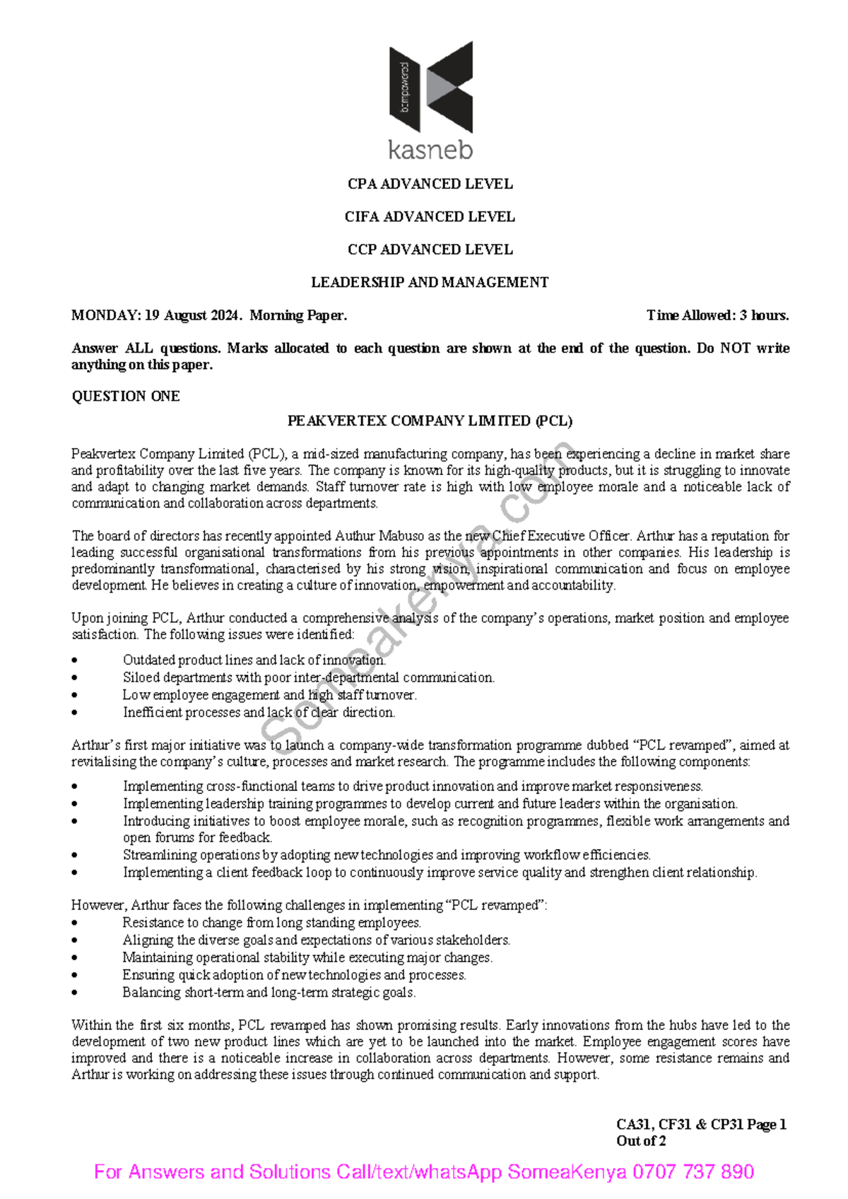 LM August 2024 - CPA PAST PAPER - Someakenya CA31, CF31 & CP31 Page 1 ...