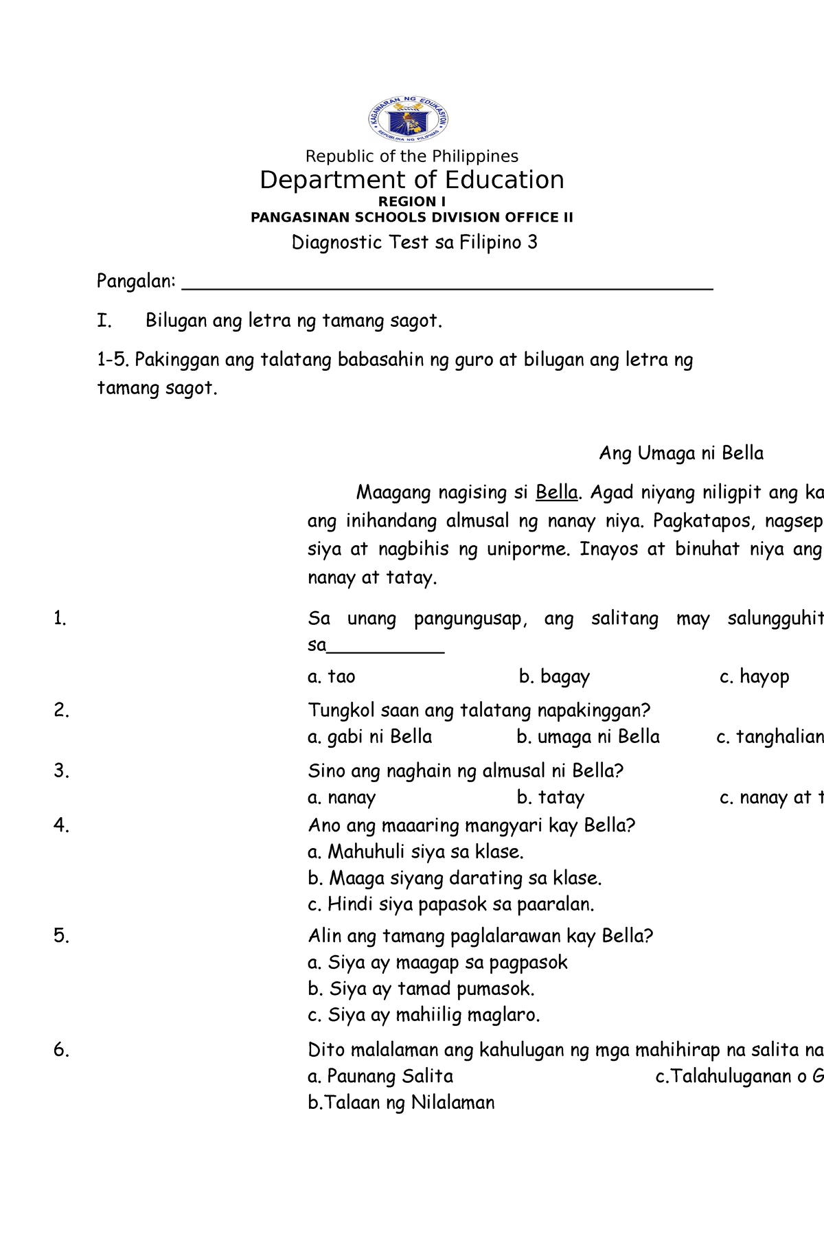 diagnostic-test-in-filipino-iii-republic-of-the-philippines