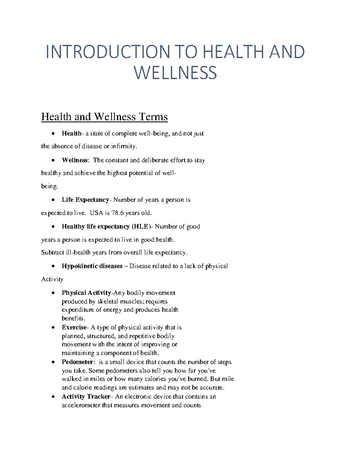 introduction of wellness essay