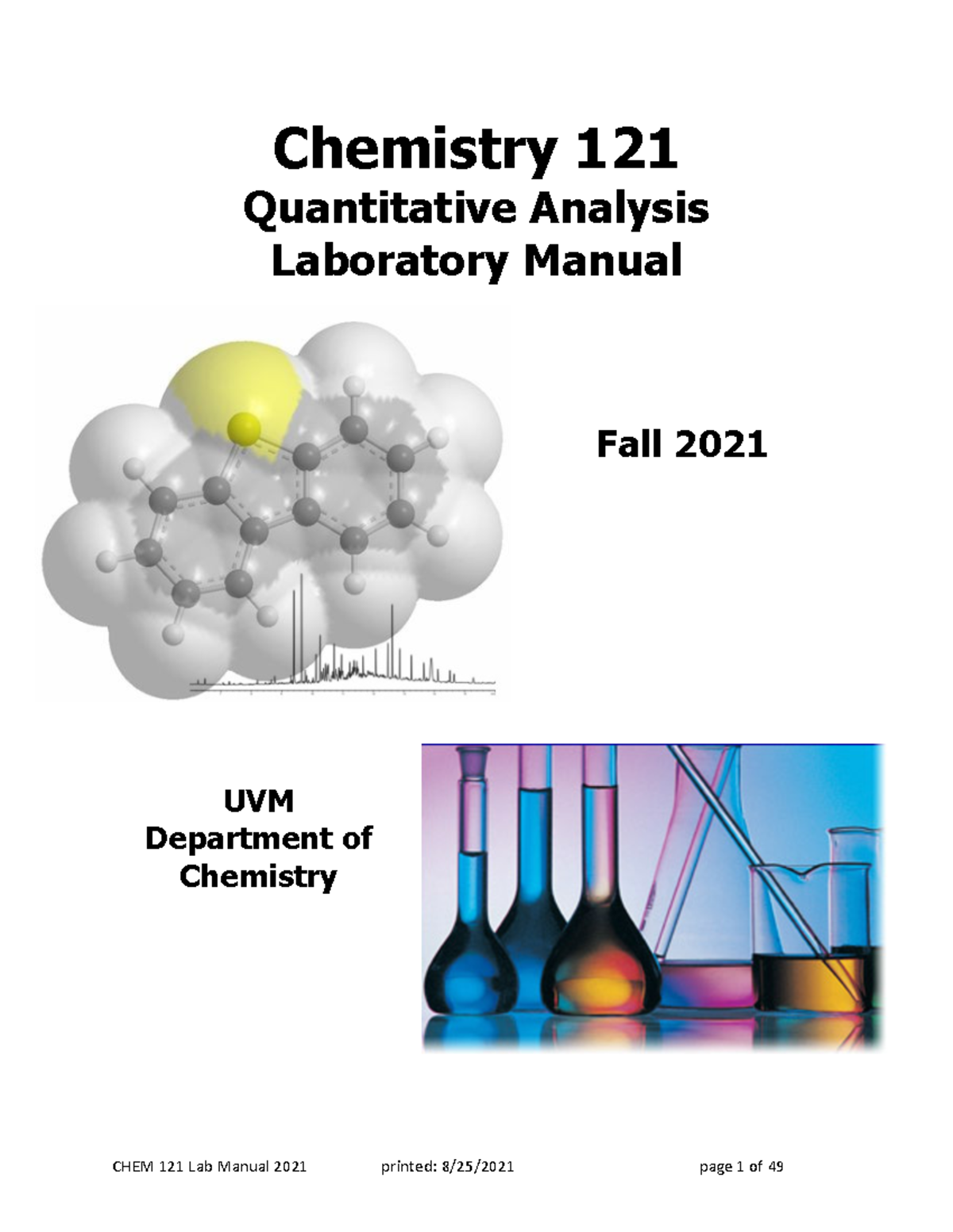 Quantitative Analysis Lab Manual 2021 Chemistry 121 Quantitative