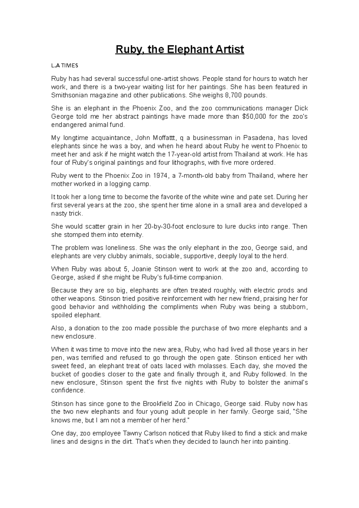 Ruby the elephant article avanced 11 Ruby, the Elephant Artist L