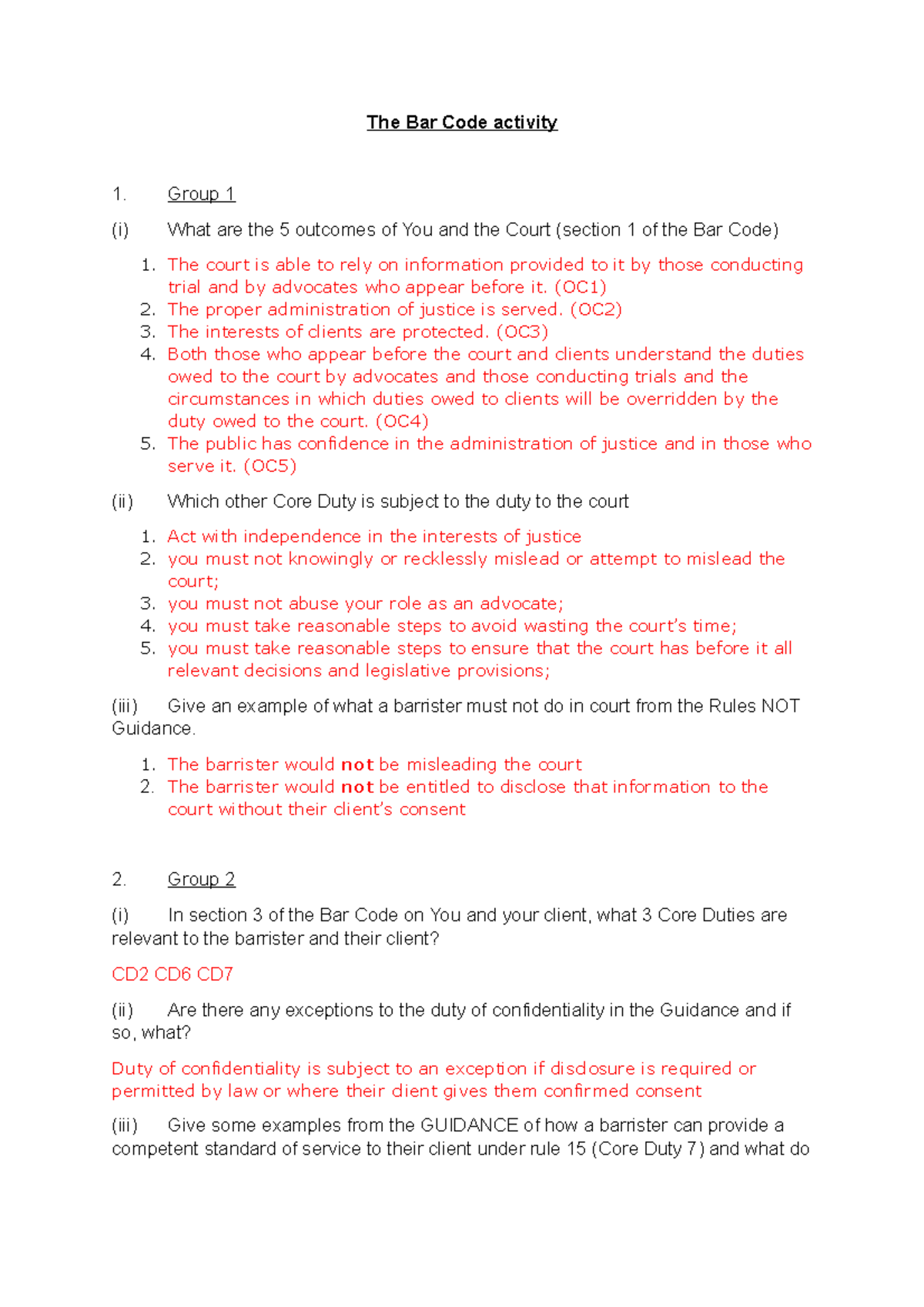 The Bar Code activity - Notes on bar codes - The Bar Code activity 1 ...