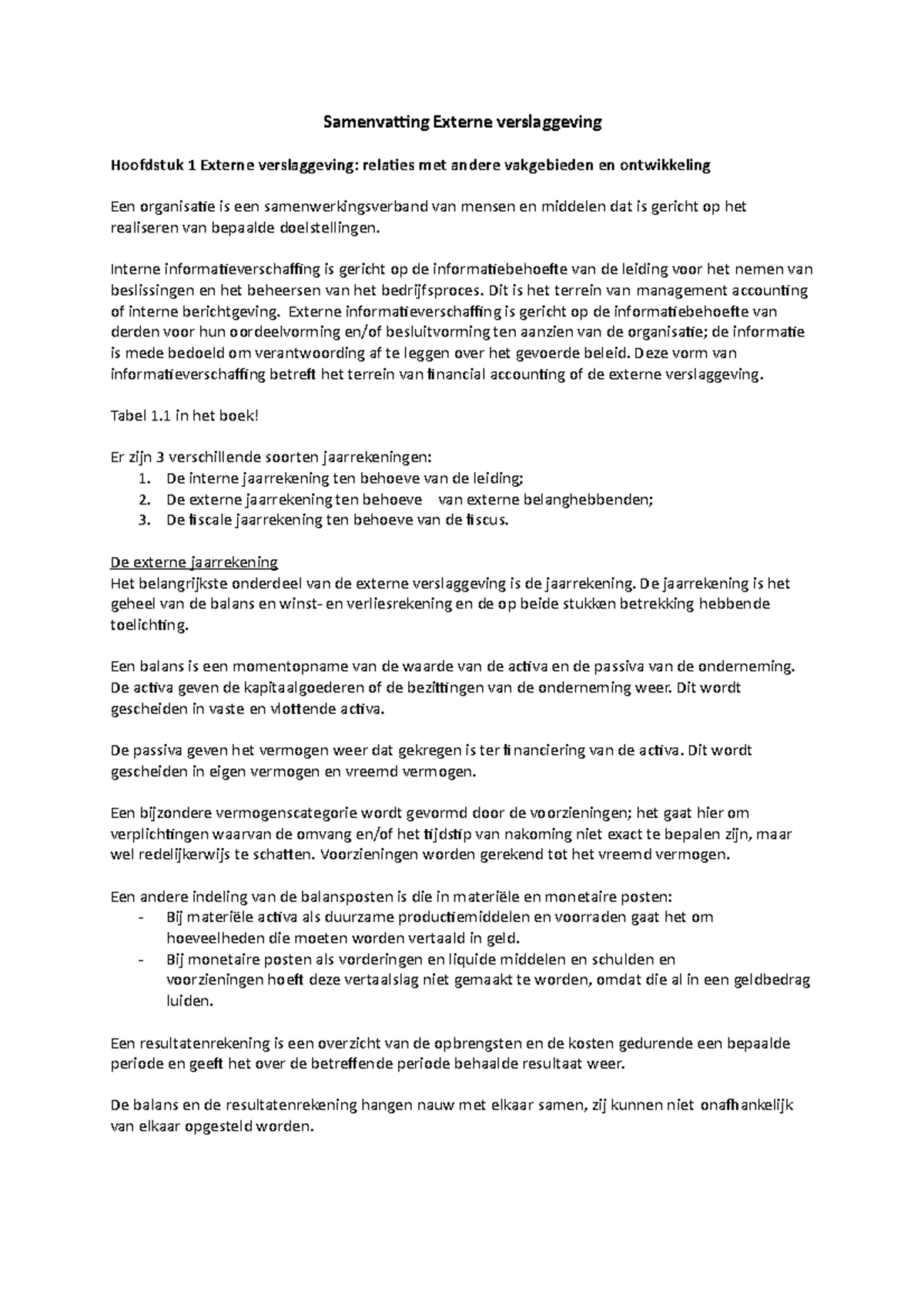 Samenvatting Externe Verslaggeving - Samenvatting Externe Verslaggeving ...