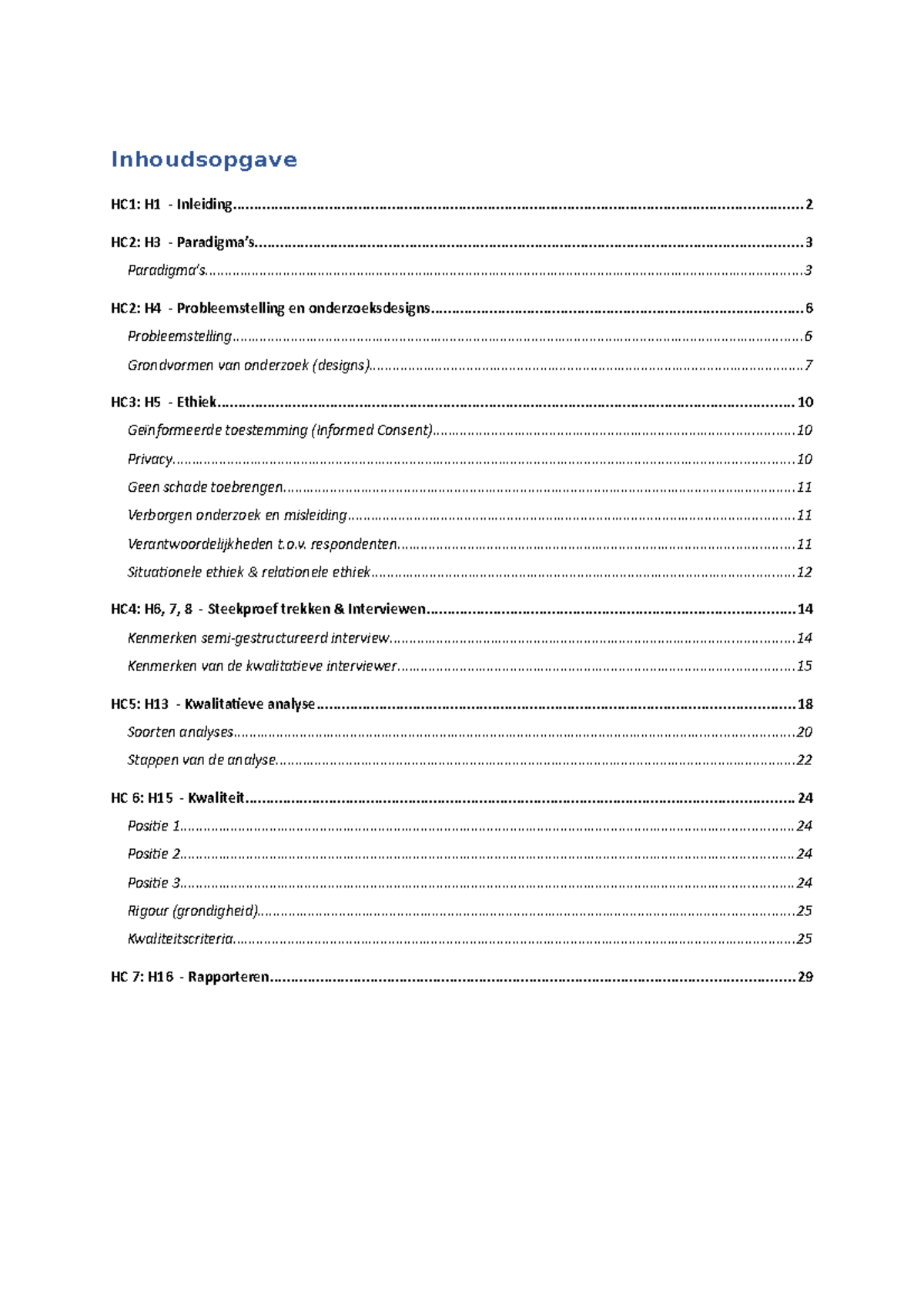 Samenvatting - Handboek Kwalitatieve Onderzoeksmethoden - Inhoudsopgave ...