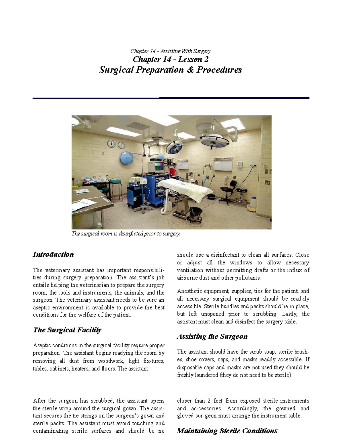 Ch14-02 Surgical Preparation Procedures - Chapter 14 - Assisting With ...