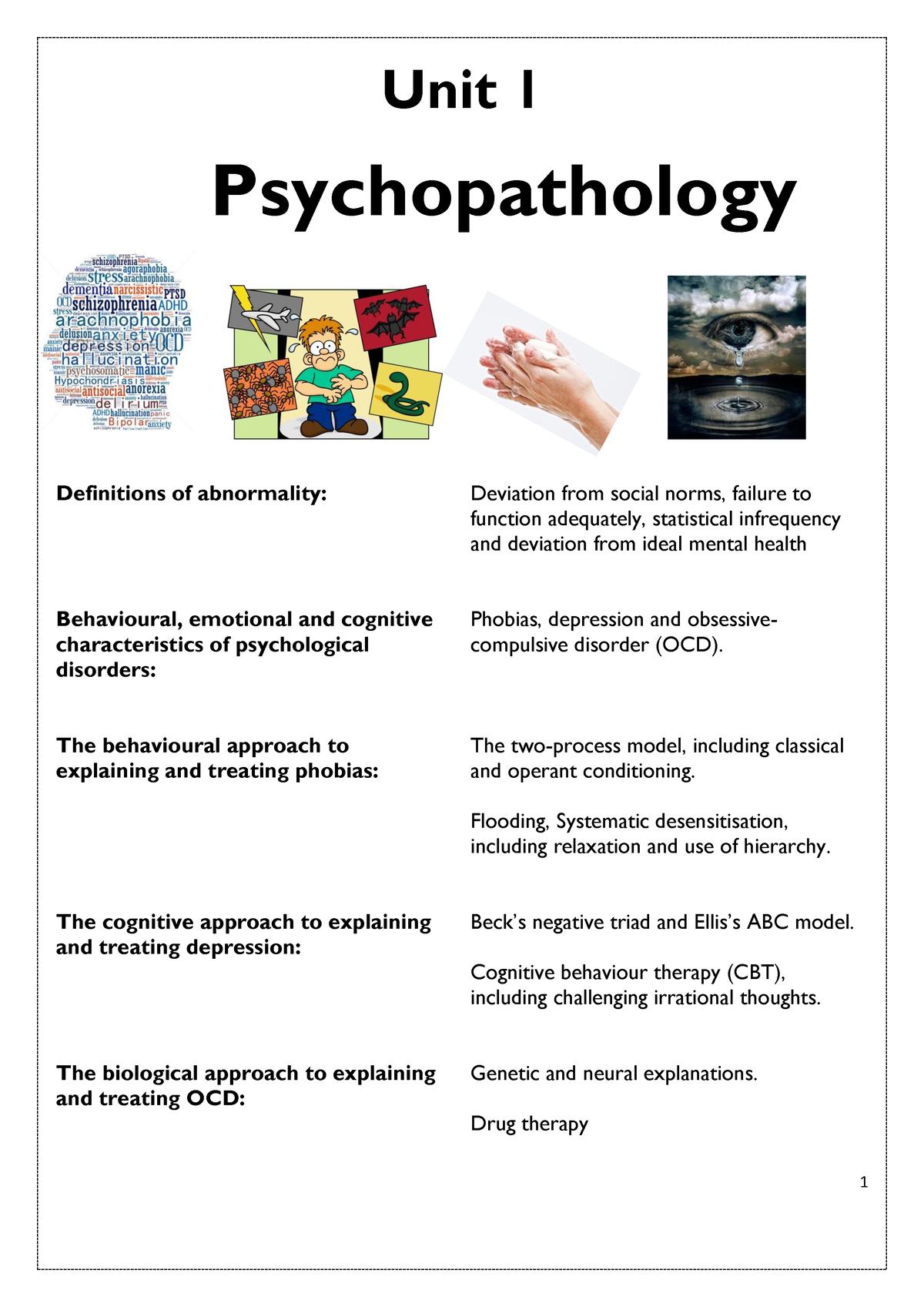 1819 Psychopathology Info Pack - Unit 1 Psychopathology Definitions Of ...