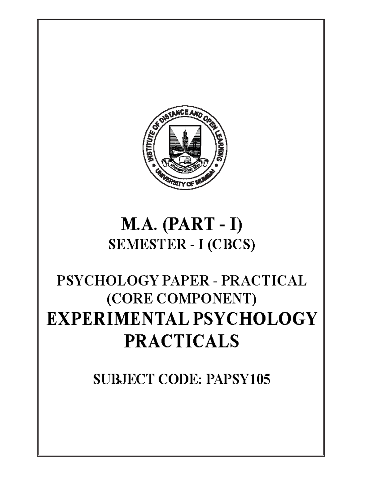 183 Experimental Psychology Practicals Inner Pages - M. (PART - I ...