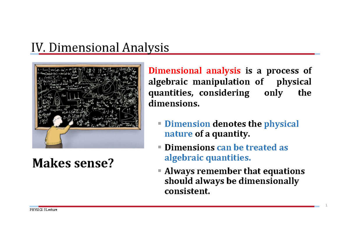 Dimensional Analysis Dimension denotes the physical nature of a