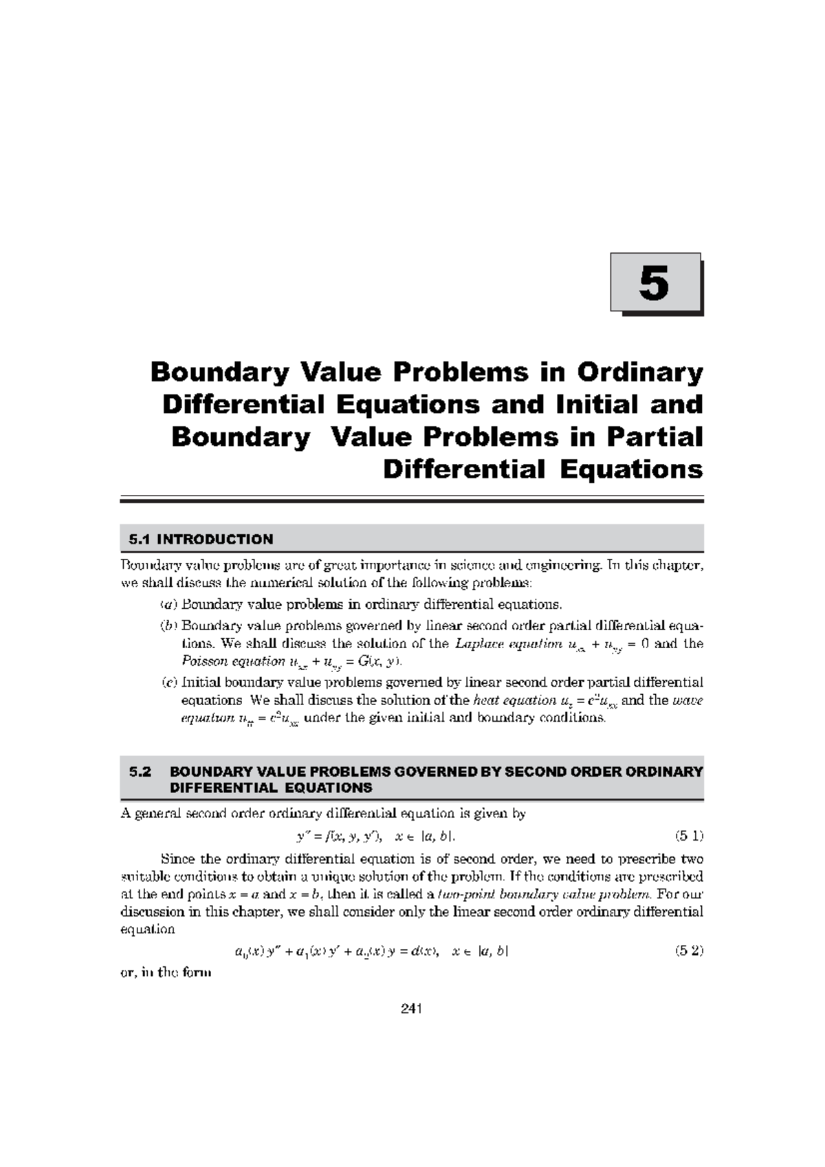 Finite difference solution for the second order ordinary differential ...