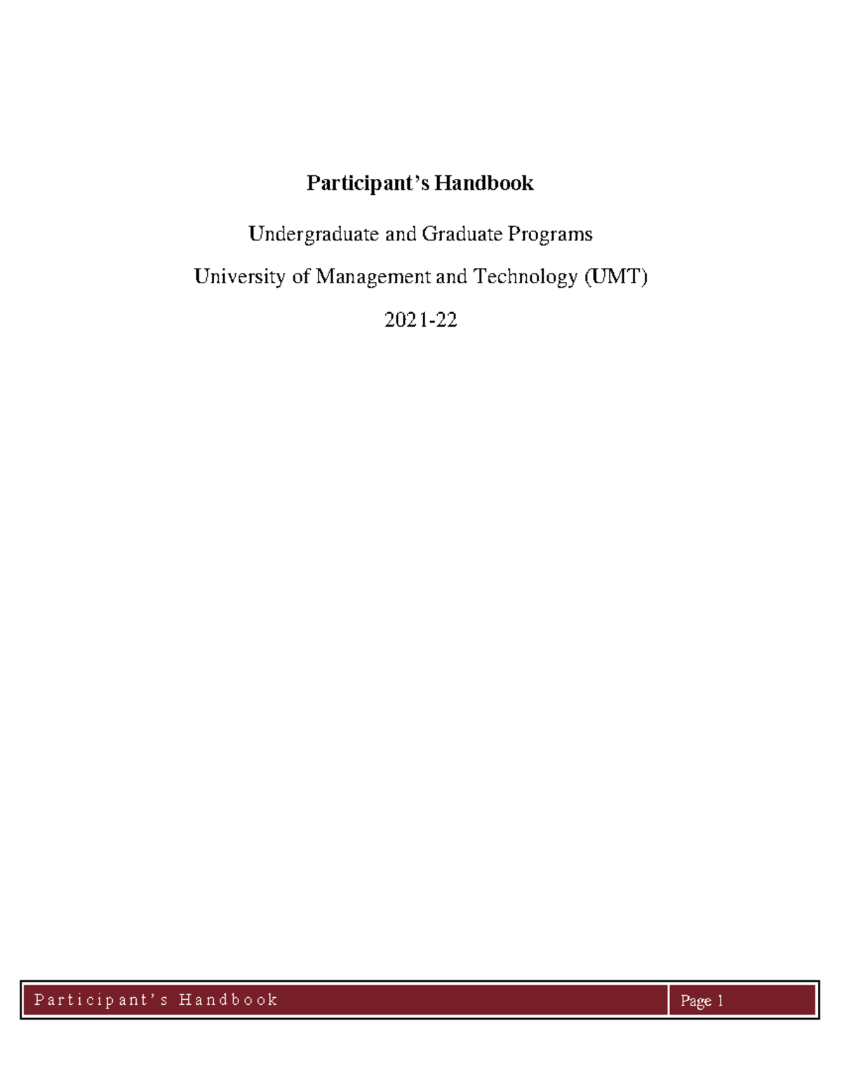 Hand book Undergraduate Studies 1 - Participant’s Handbook ...