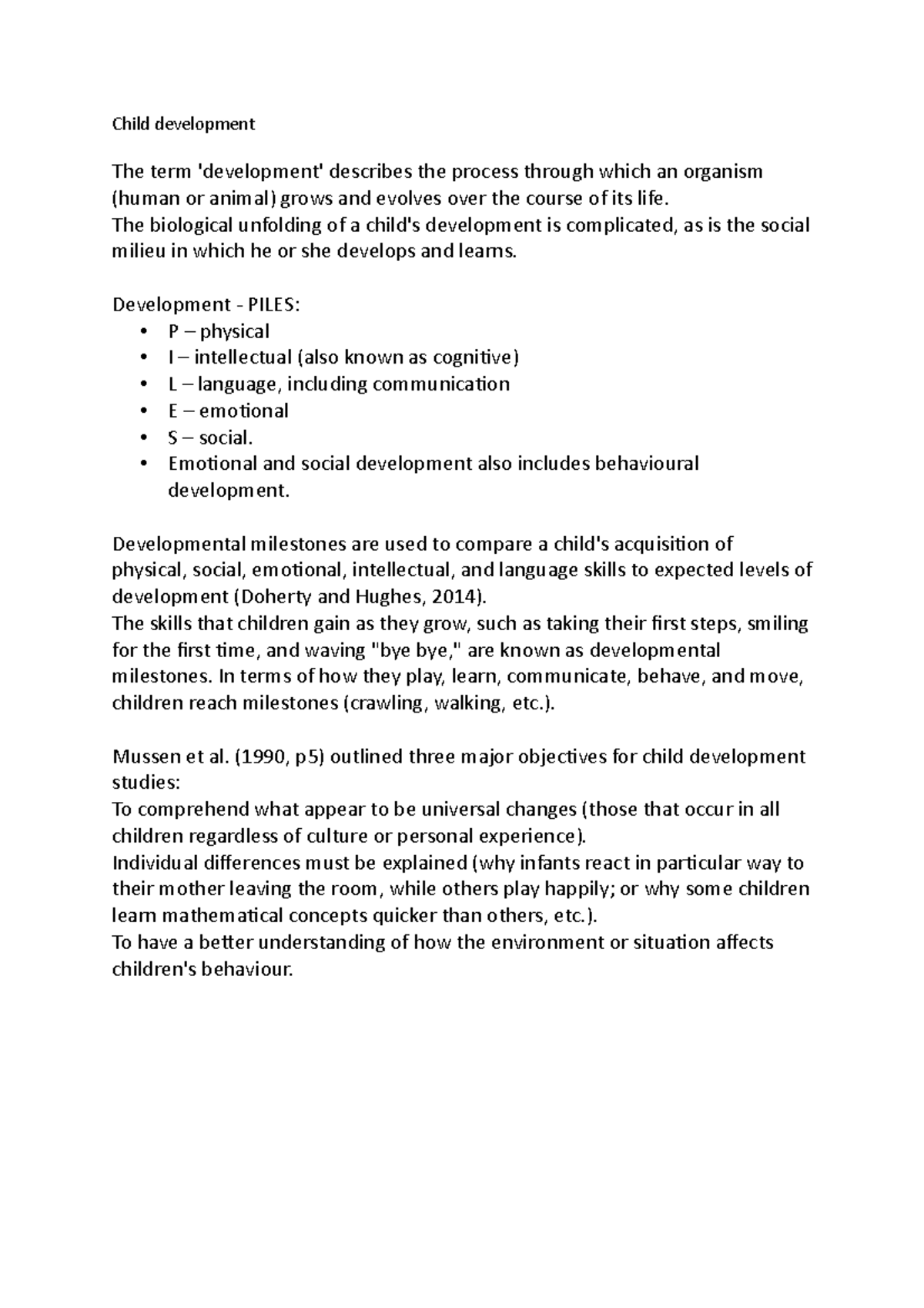 Intro Child development - Child development The term 'development ...